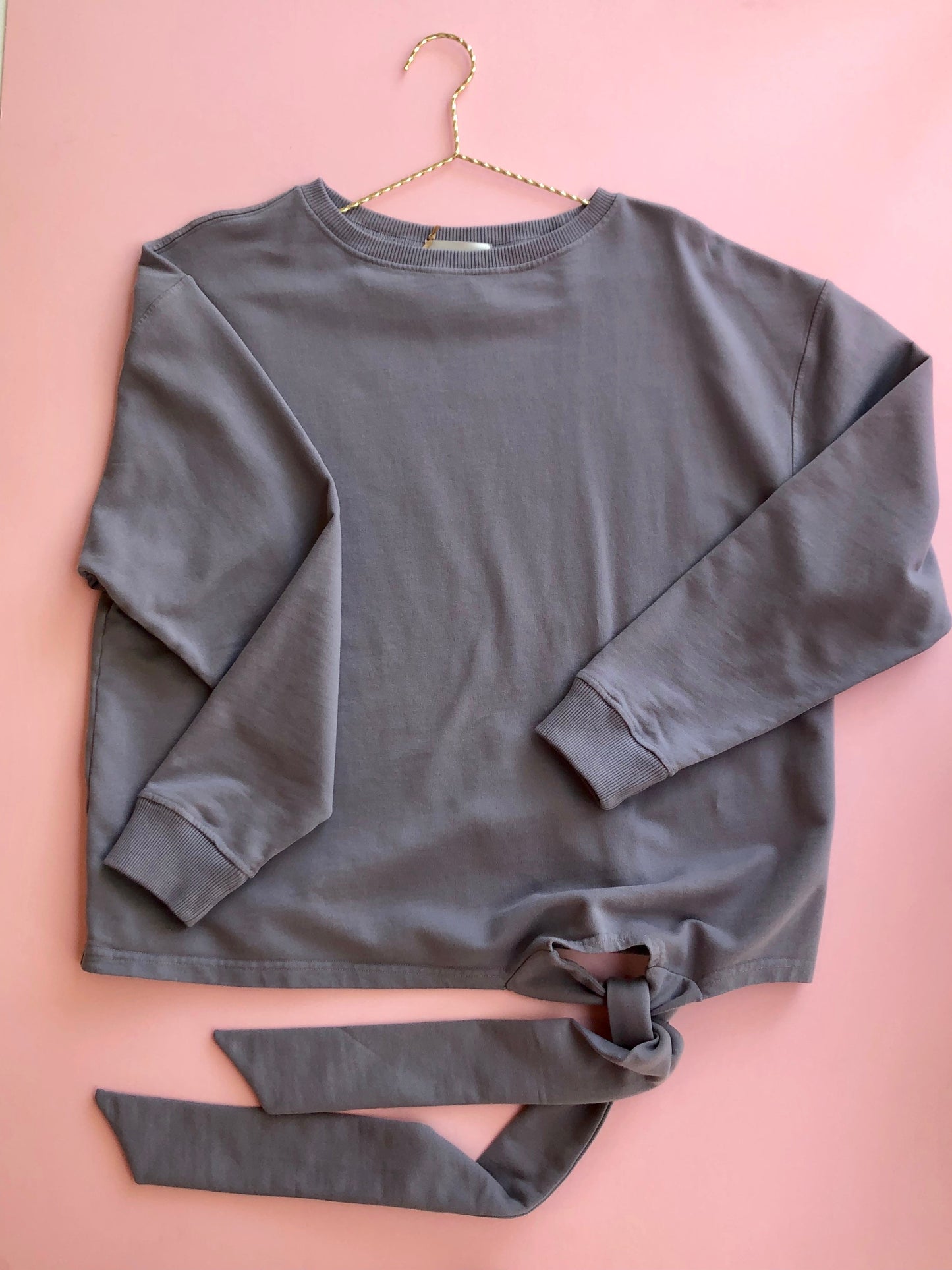 Side Tie Pullover 100% Cotton Crew Neck SALUA