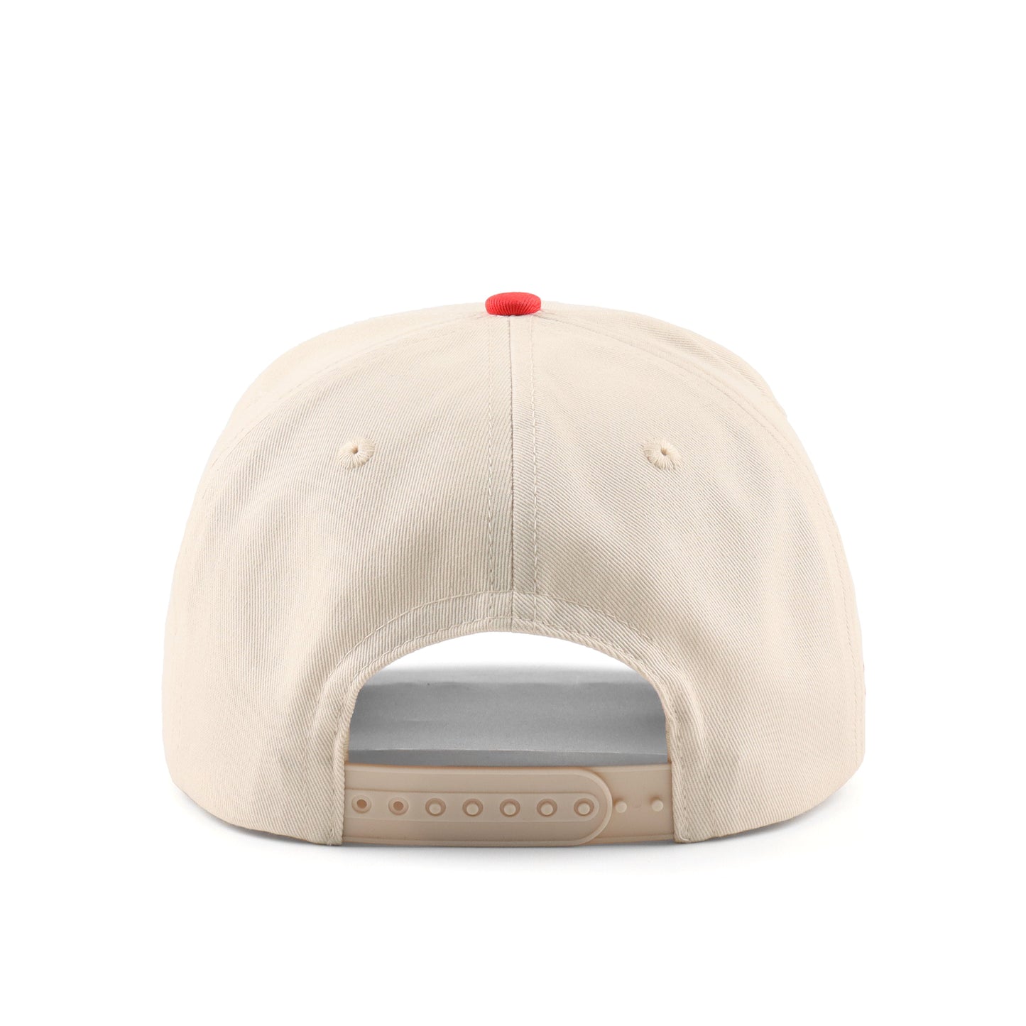 Script Lafayete Beige and Red Pre-curved Trucker Hat Destination Hat Co.