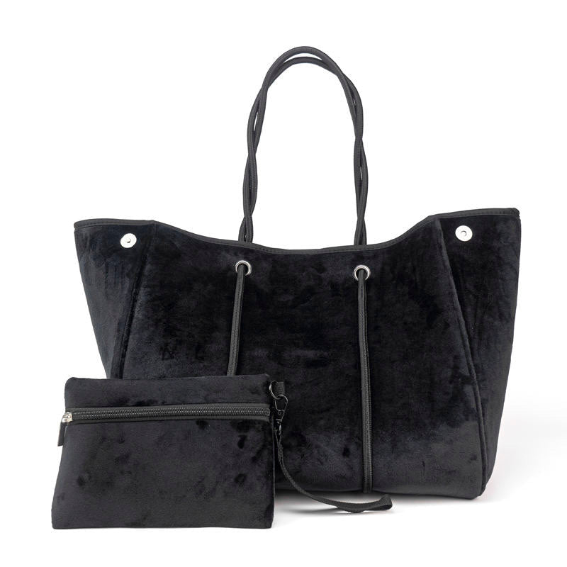 Black Velvet Large Neoprene Tote Bag The Aniella