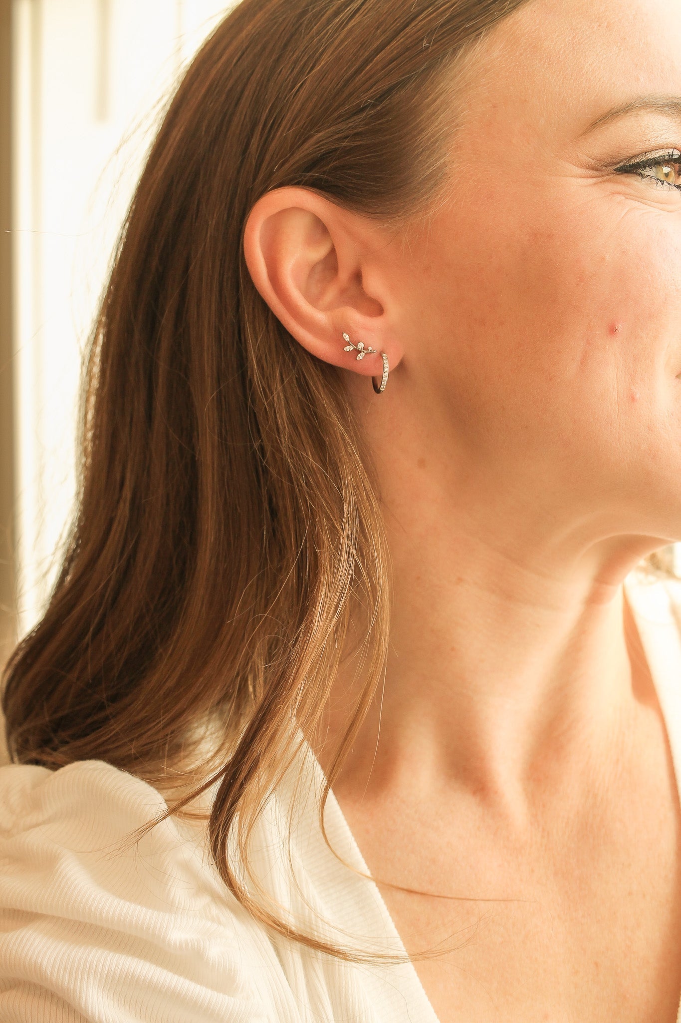 Eden Titanium Flat Back Stud Cubic Zirconia Earrings