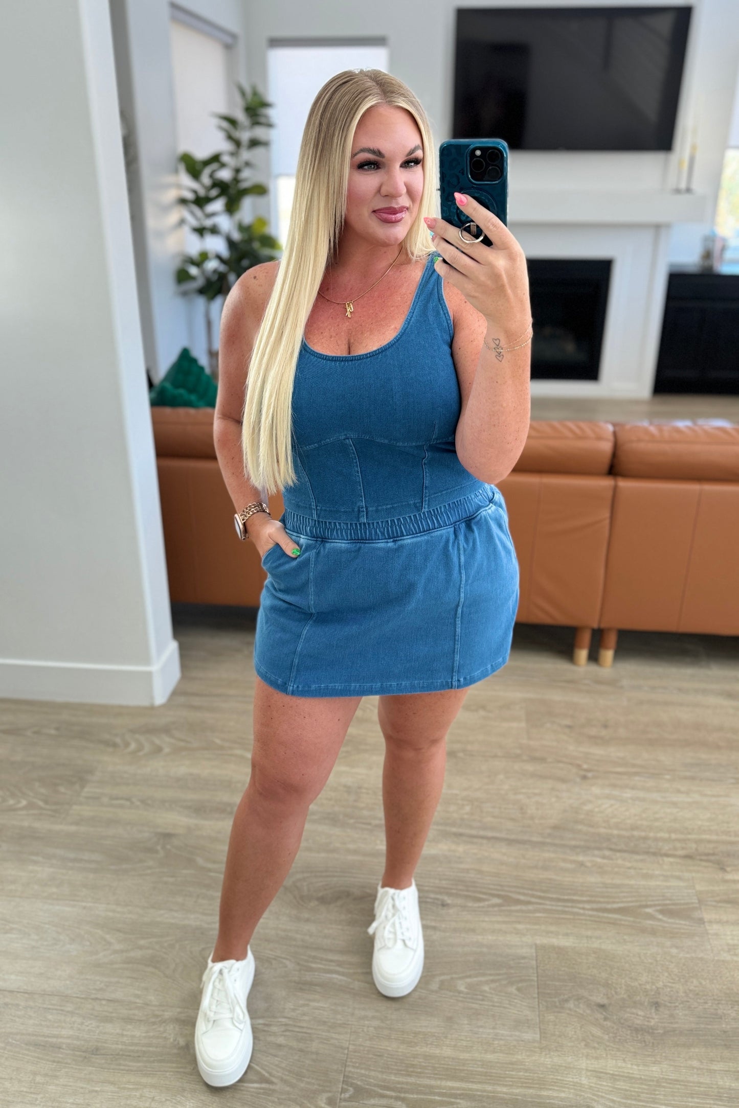 City Siren Light Denim Skort