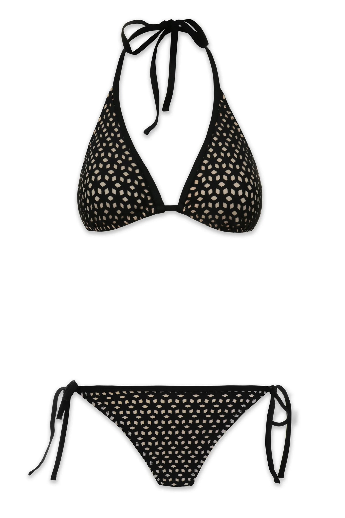 Black Laser Cut String Bikini Top Helen Jon