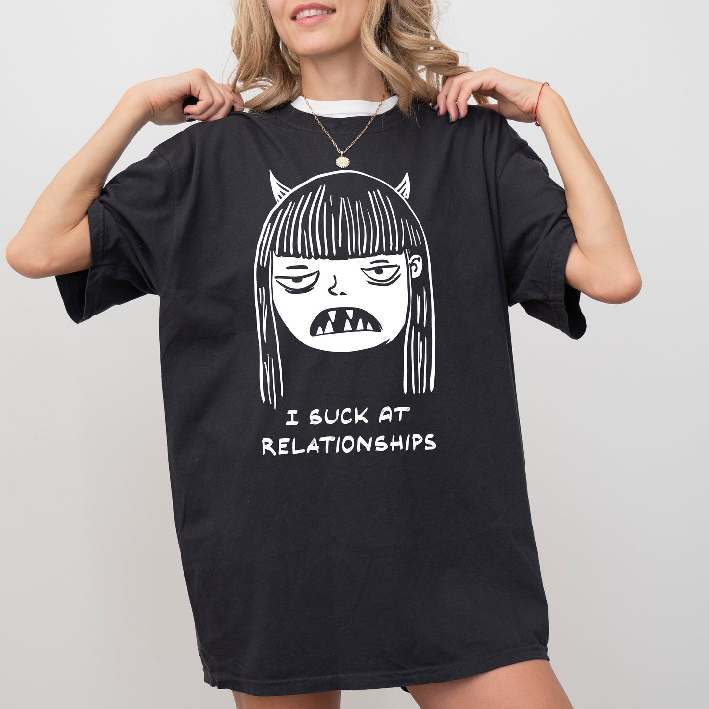 I Suck At Relationships Witch Aesthetic Skeleton Tshirt Comfort Colors T-Shirt