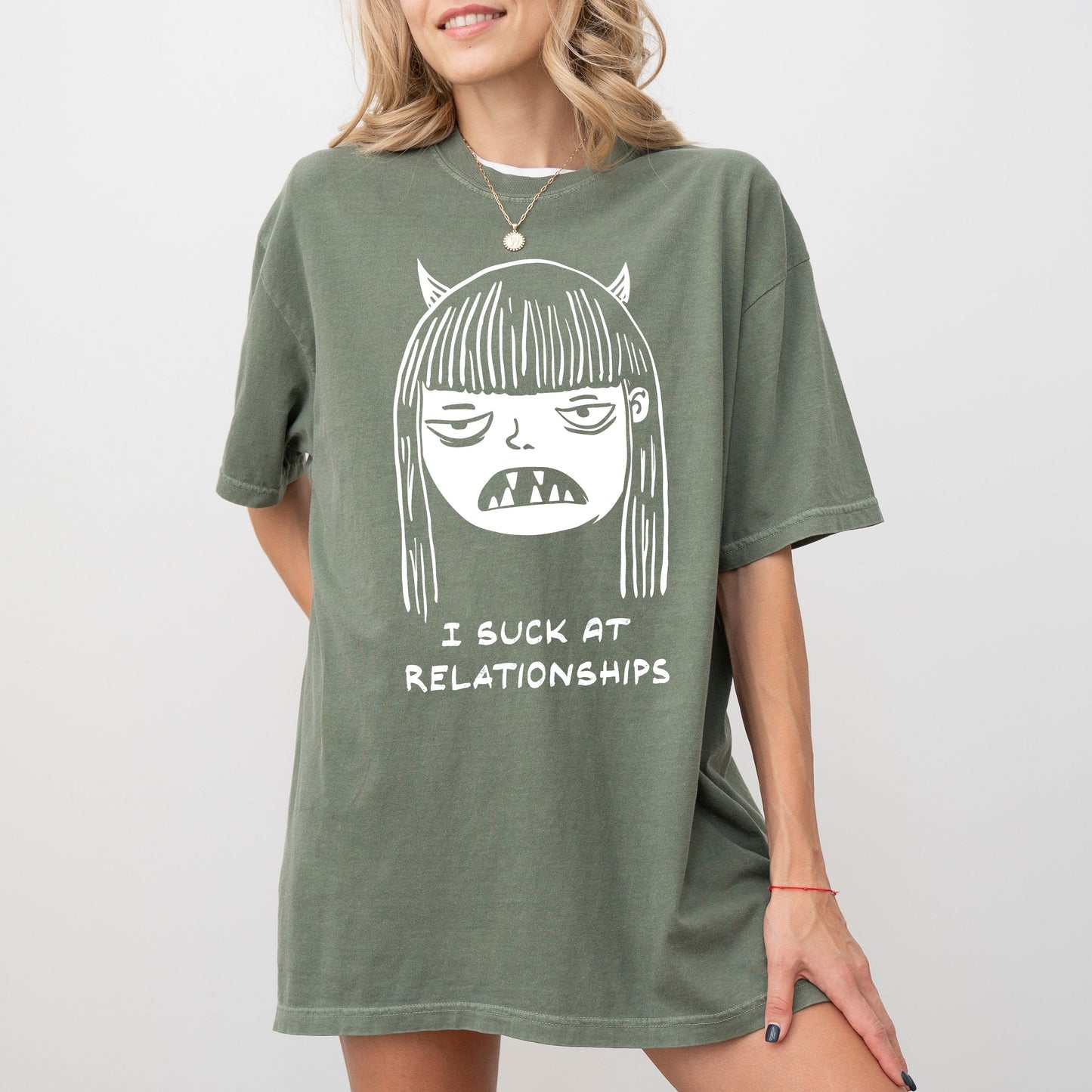 I Suck At Relationships Witch Aesthetic Skeleton Tshirt Comfort Colors T-Shirt