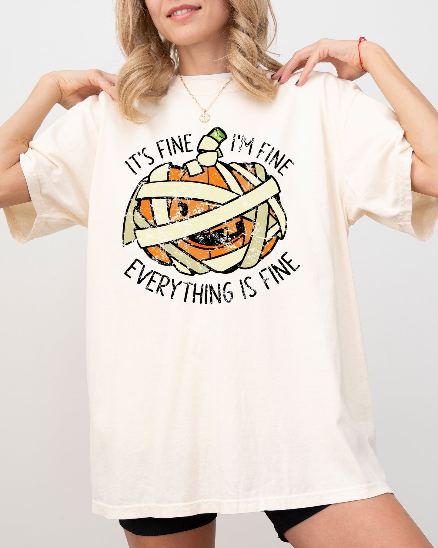 It's Fine Pumpkin Halloween Jack-o-lantern Scary Spooky Fall Autumn Shirt Comfort Colors T-Shirt