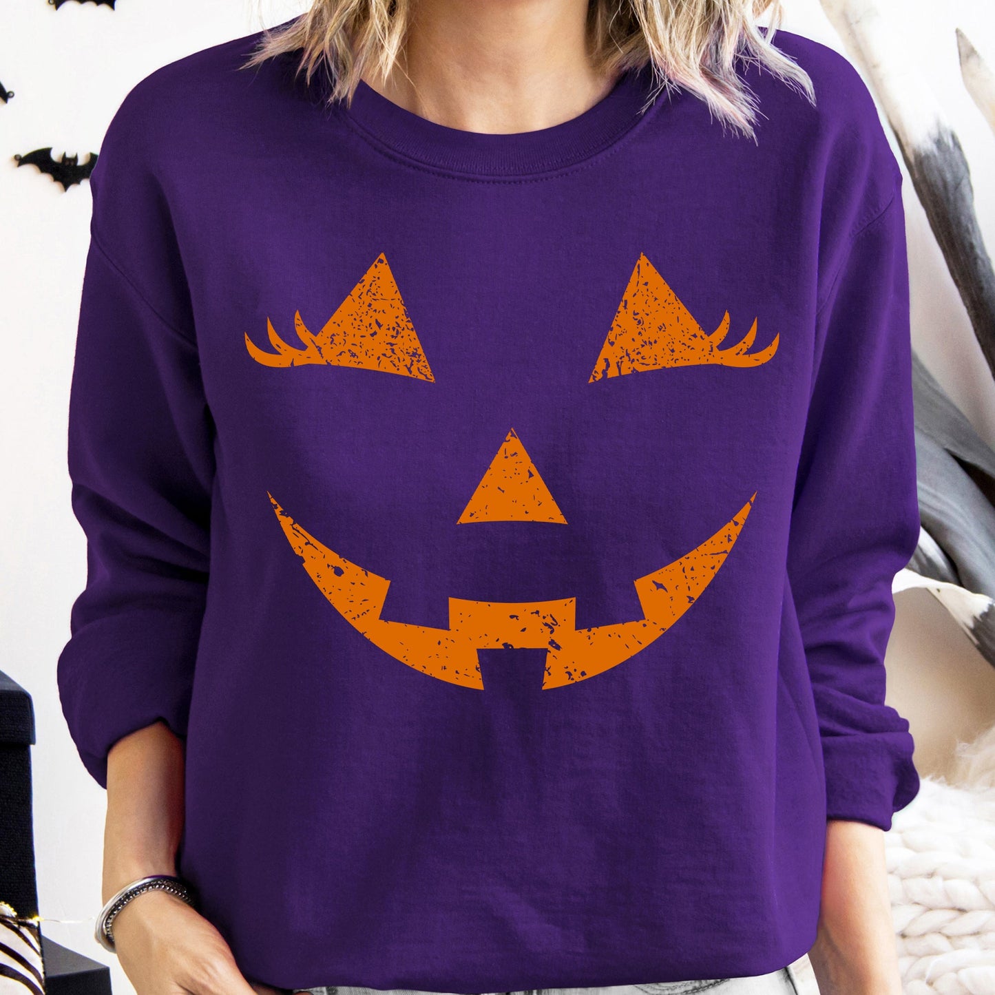 Cute Jack-O-Lantern Sweatshirt Girl Pumpkin Halloween Witch Costume