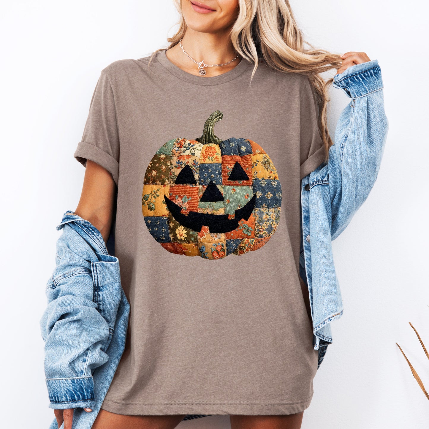 Jack-o-Lantern Faux Quilt Pumpkin T-shirt Halloween Fall Autumn Refinery Number One