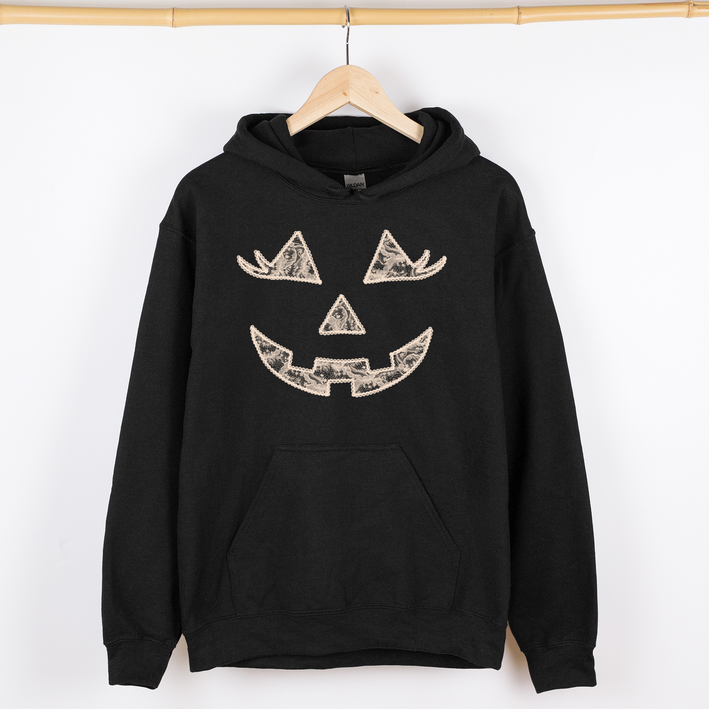 Jack-o-Lantern Faux Lace Graphic Hoodie Hooded Sweatshirt Coquette