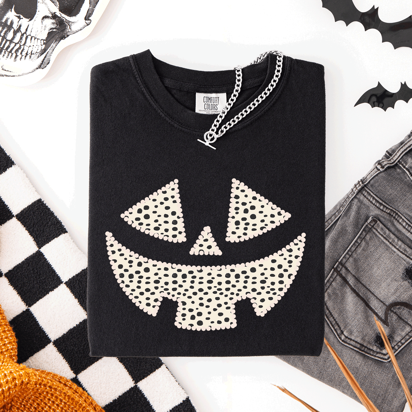 Jack o Lantern Dalmatian Print Comfort Colors Halloween T-Shirt