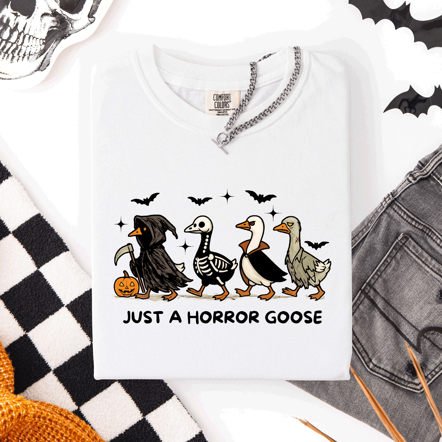 Just A Horror Goose, Cute, Halloween, Spooky, Comfort Colors T-Shirt
