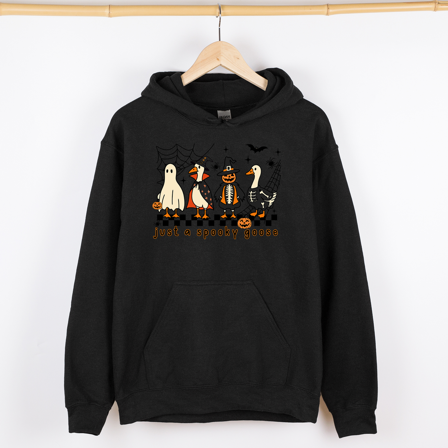 Checkered Spooky Goose Graphic Hoodie Hooded Sweatshirt Refinery Number One
