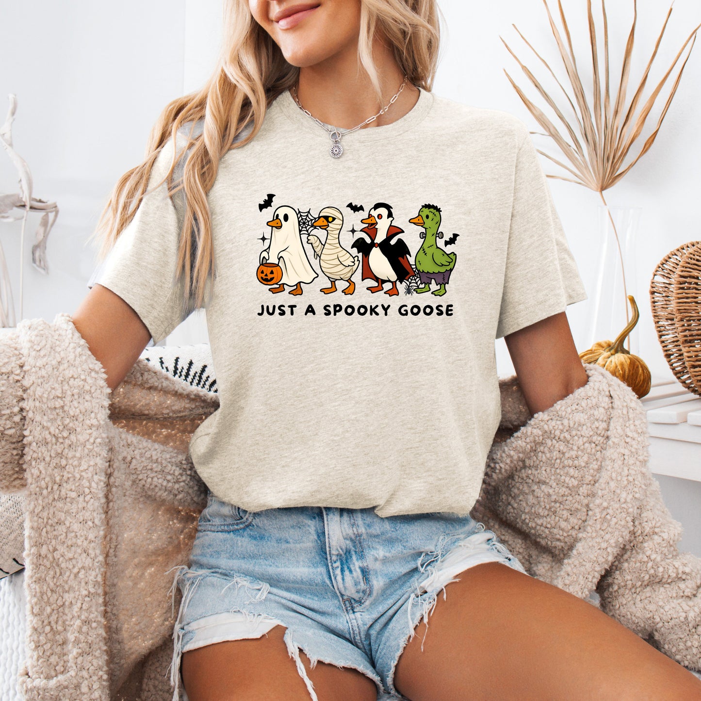 Just A Spooky Goose, Dracula, Vampire, Ghost, Mummy, Halloween, Funny, Tshirt