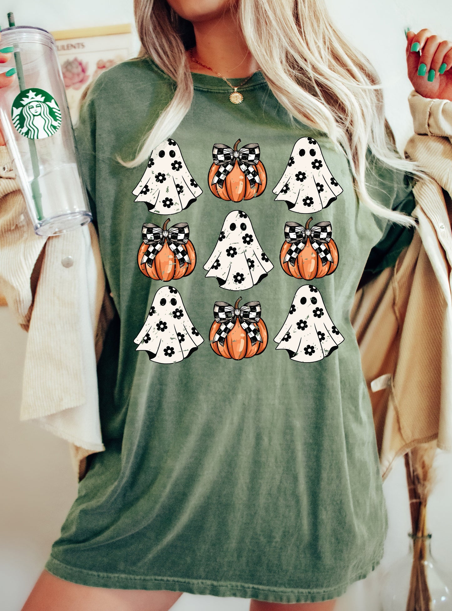 Mini Ghosts and Pumpkins Halloween Costume Tshirt Comfort Colors T-Shirt