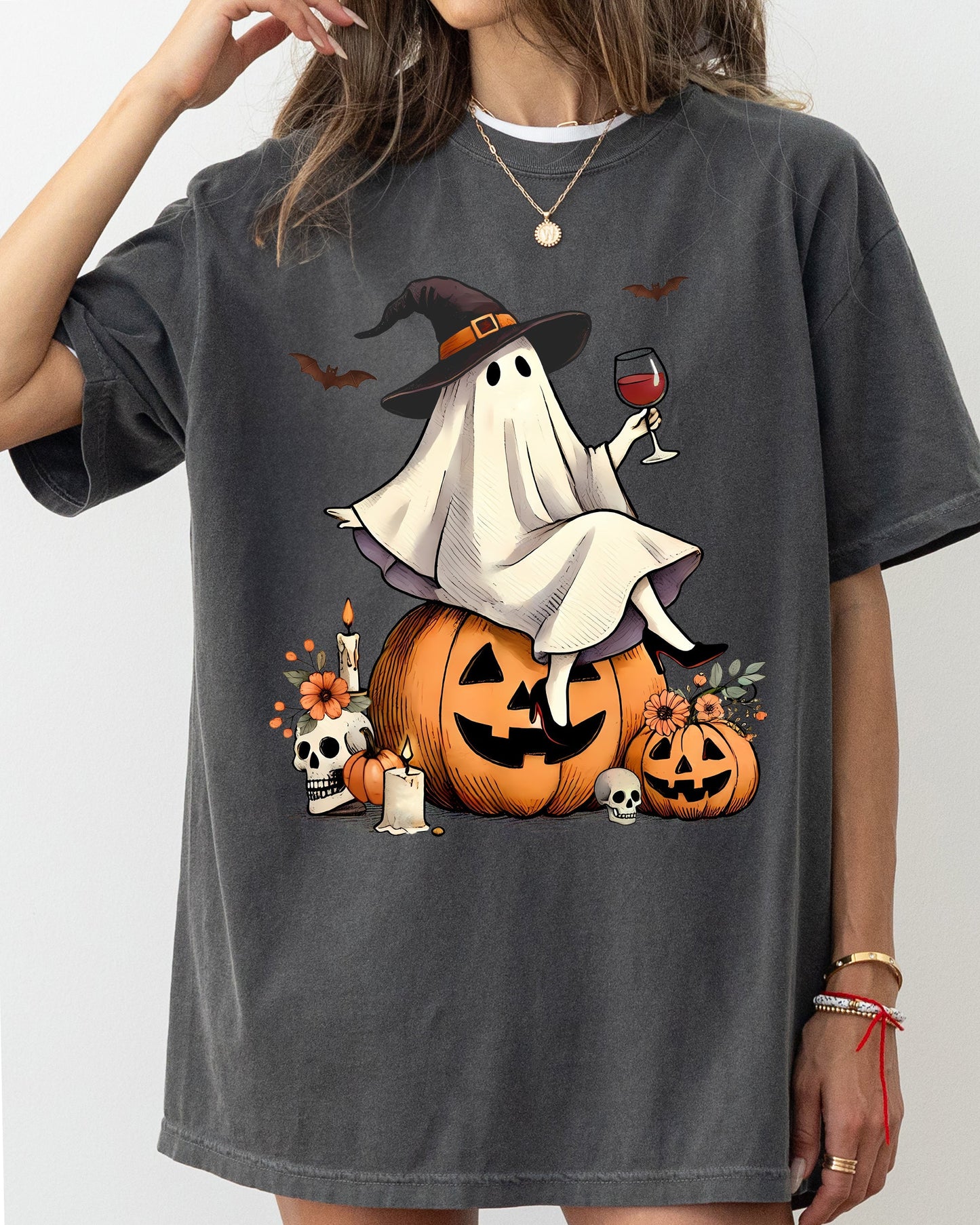 Ghost on Pumpkin Western Witch Halloween Costume Comfort Colors T-Shirt