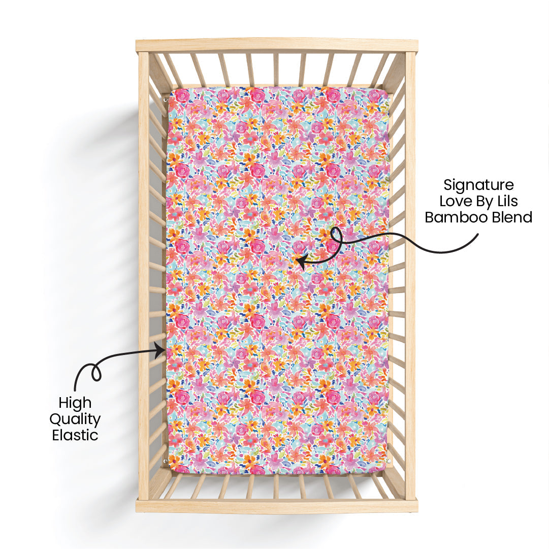 Floral Bamboo Crib Sheet Ultra-Soft Baby Bedding Korrie