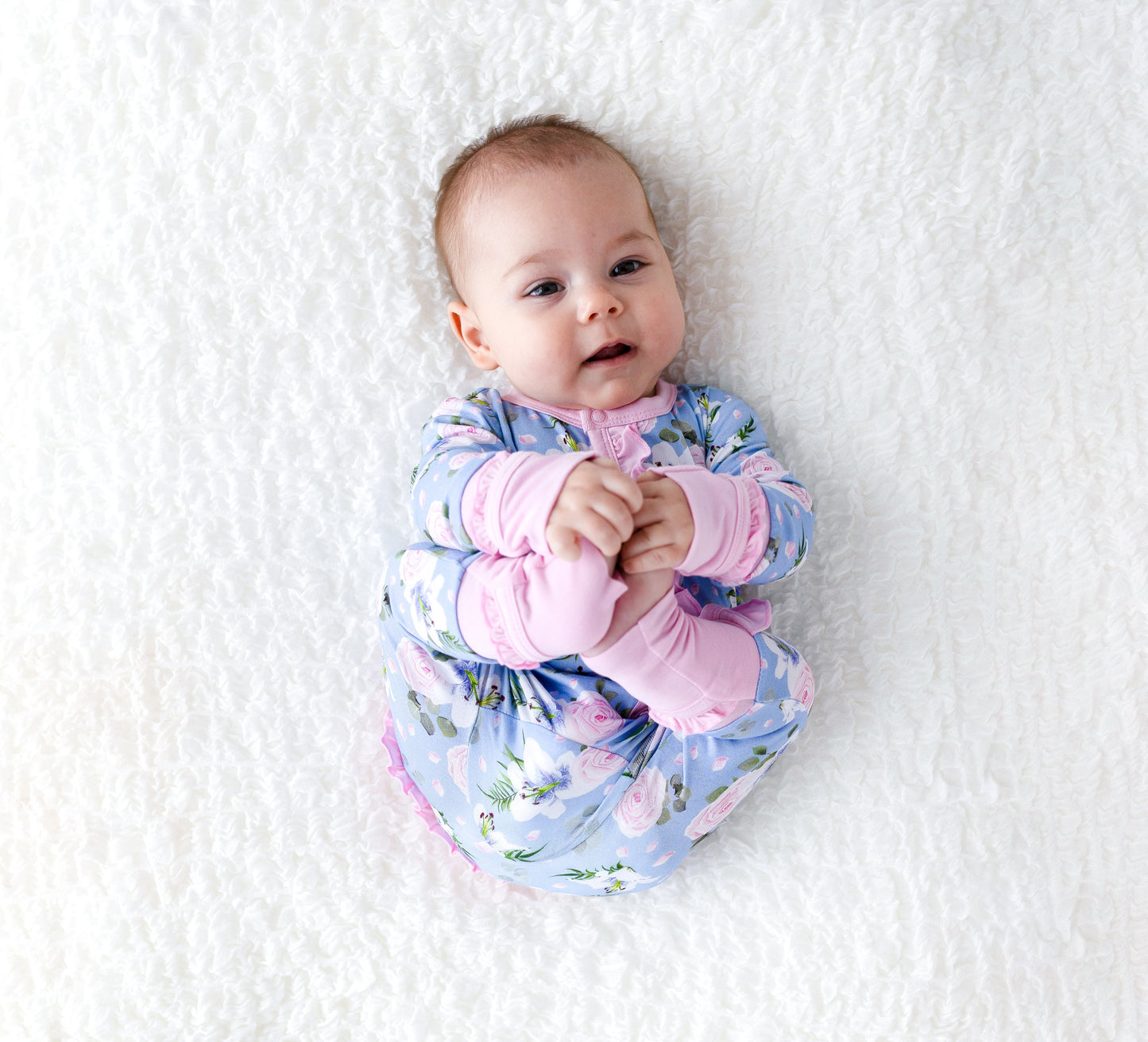 Floral Bamboo Ruffle Convertible Footie Lillian by Laree + Co.