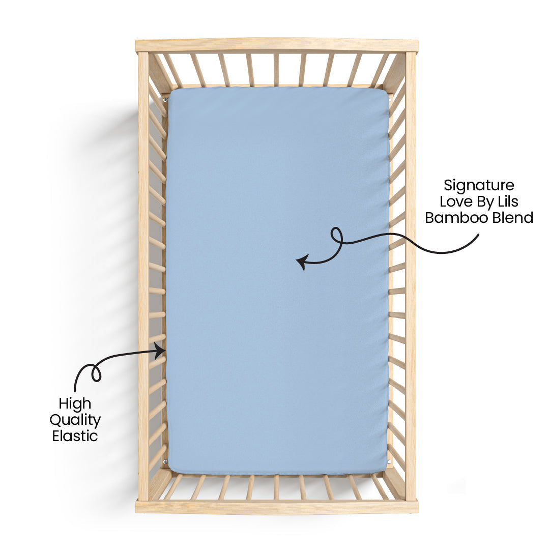 Blue Bamboo Crib Sheet Ultra-Soft Lillian Trisomy 18