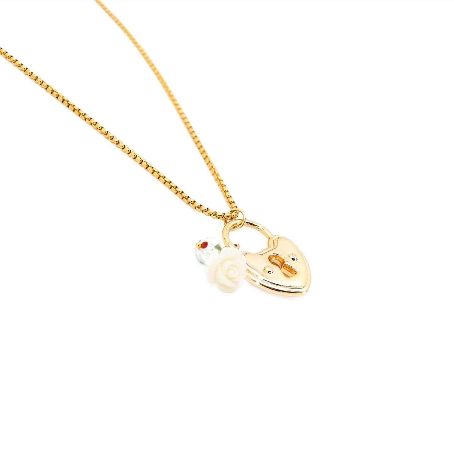Lock Necklace 18k Gold Filled Heart Locket ADIBA