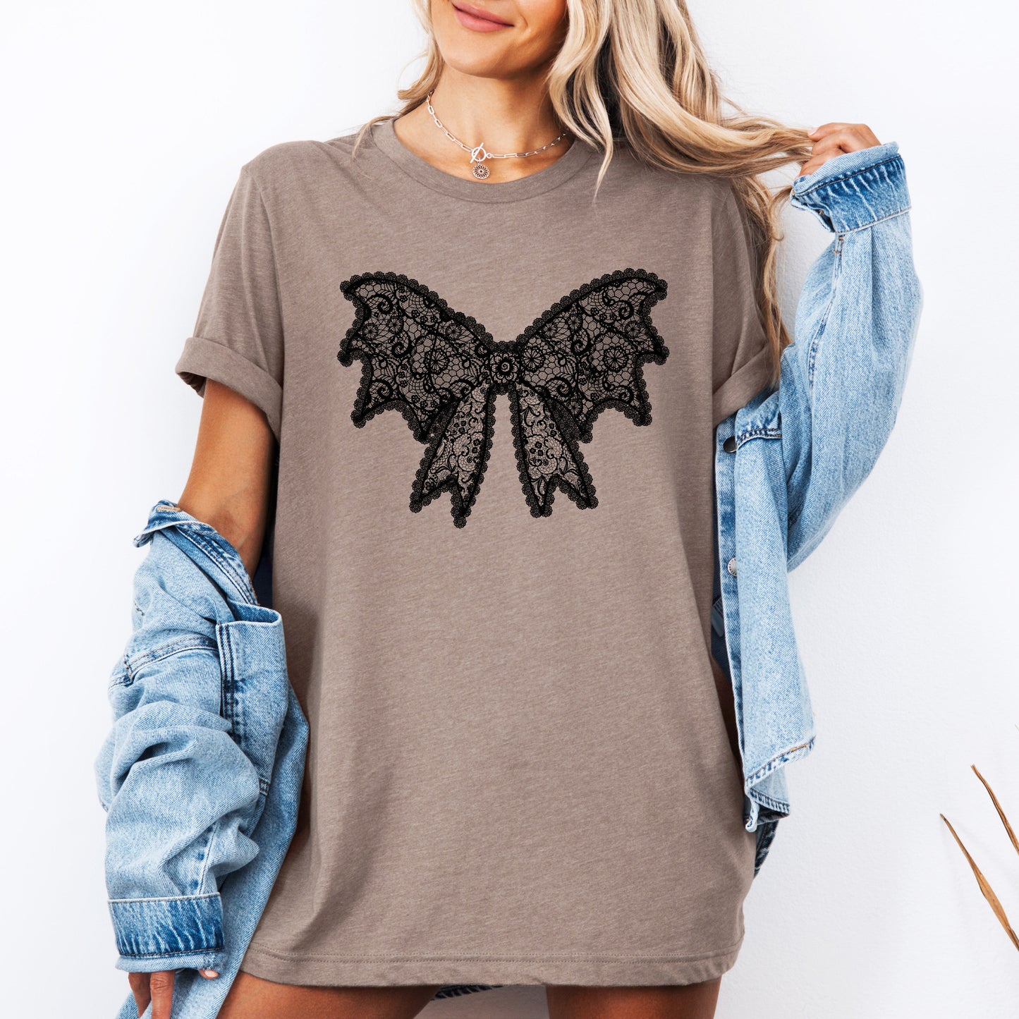 Lace Bow, Halloween, Goth, Faux Lace, Ribbon, Coquette, Tshirt