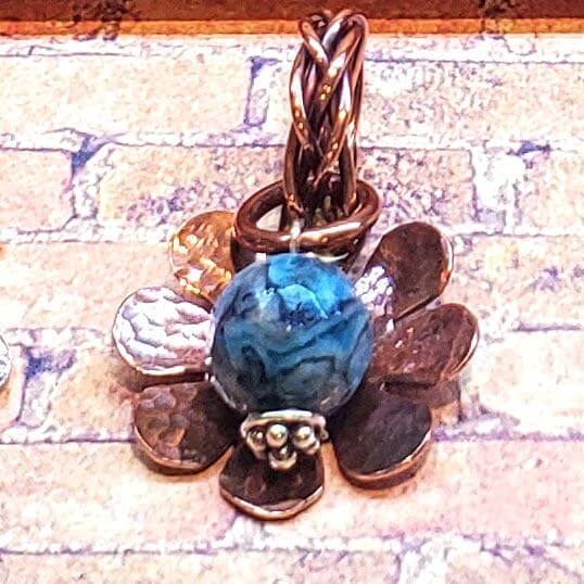 Larimar Blue Crazy Lace Large Braided Bail Bead Pendant Alexa Martha Designs
