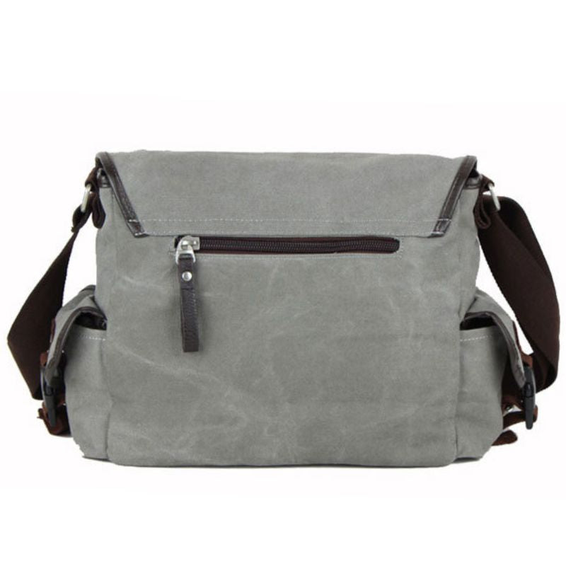 Large Grey Classic Canvas Messenger Bag