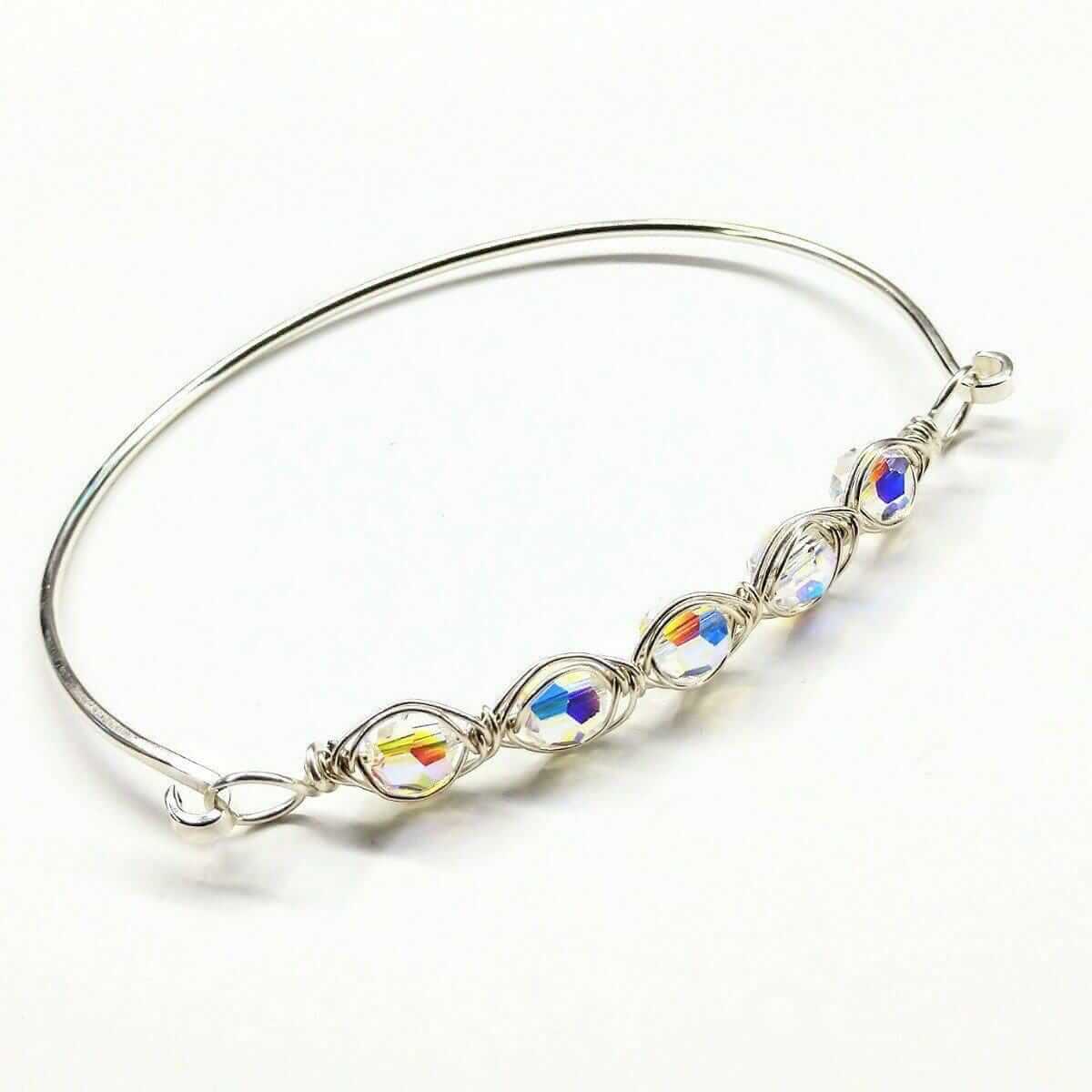Larger Oval Shaped Swarovski Crystal Bar Bangle Bracelet