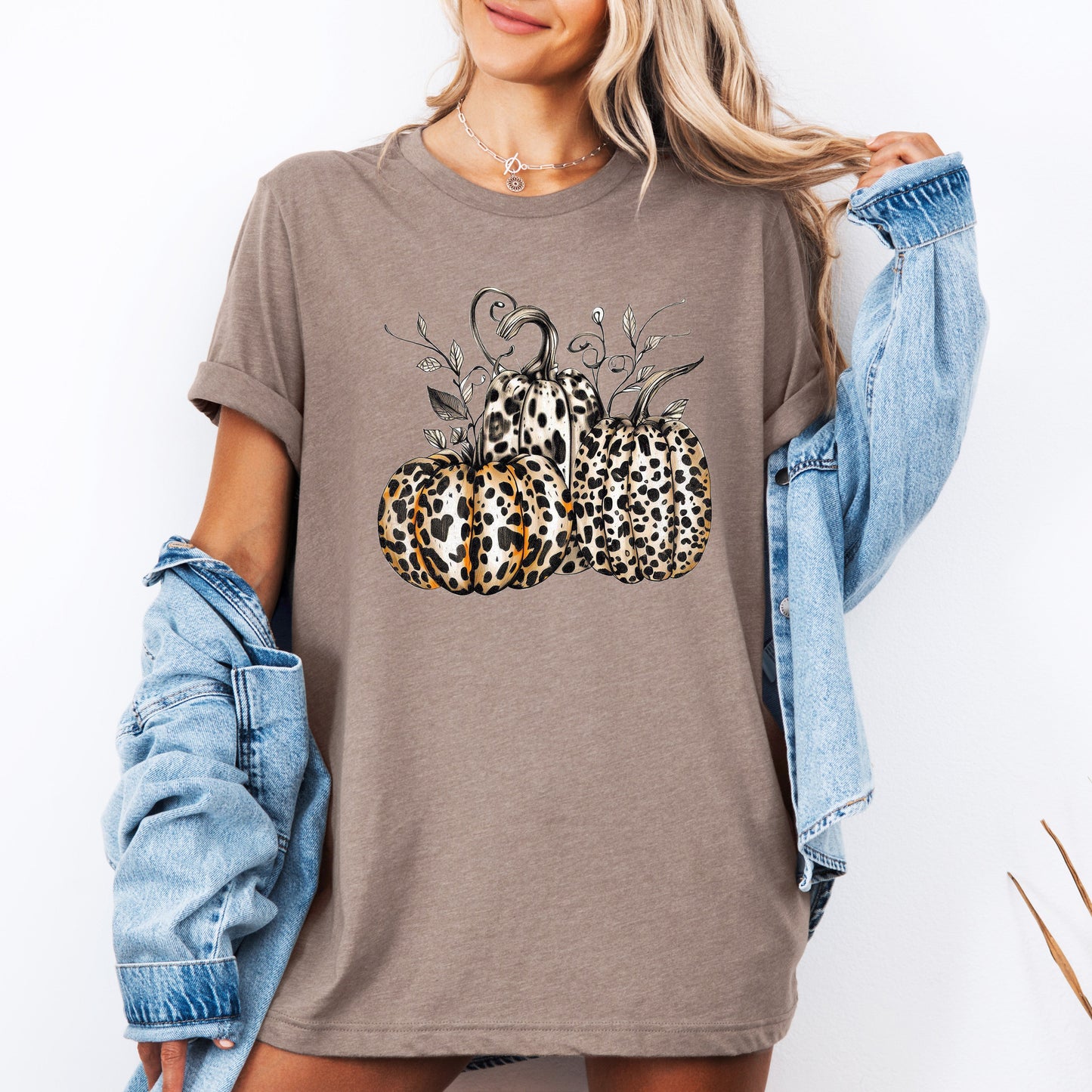 Leopard Print Pumpkins Cute Tshirt Halloween Autumn Fall