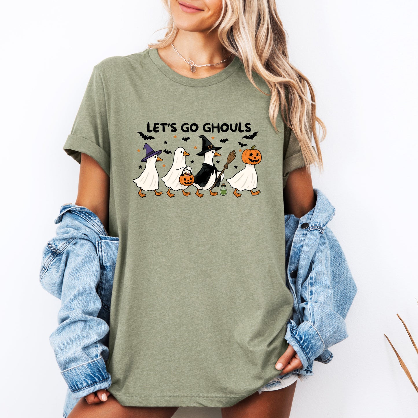 Let's Go Ghouls, Funny Geese, Goose, Halloween, Witch, Tshirt