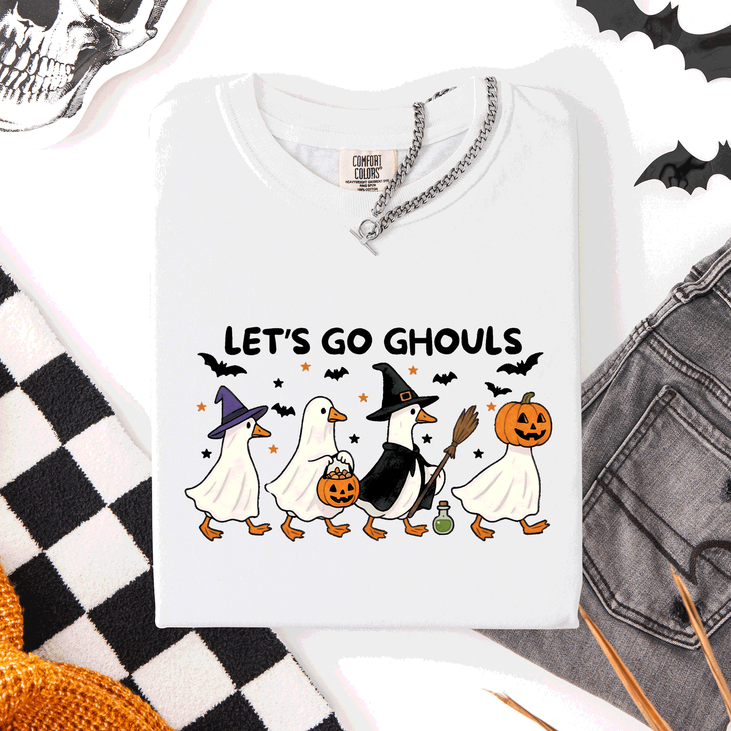 Let's Go Ghouls, Funny Geese, Goose, Halloween, Witch, Comfort Colors T-Shirt