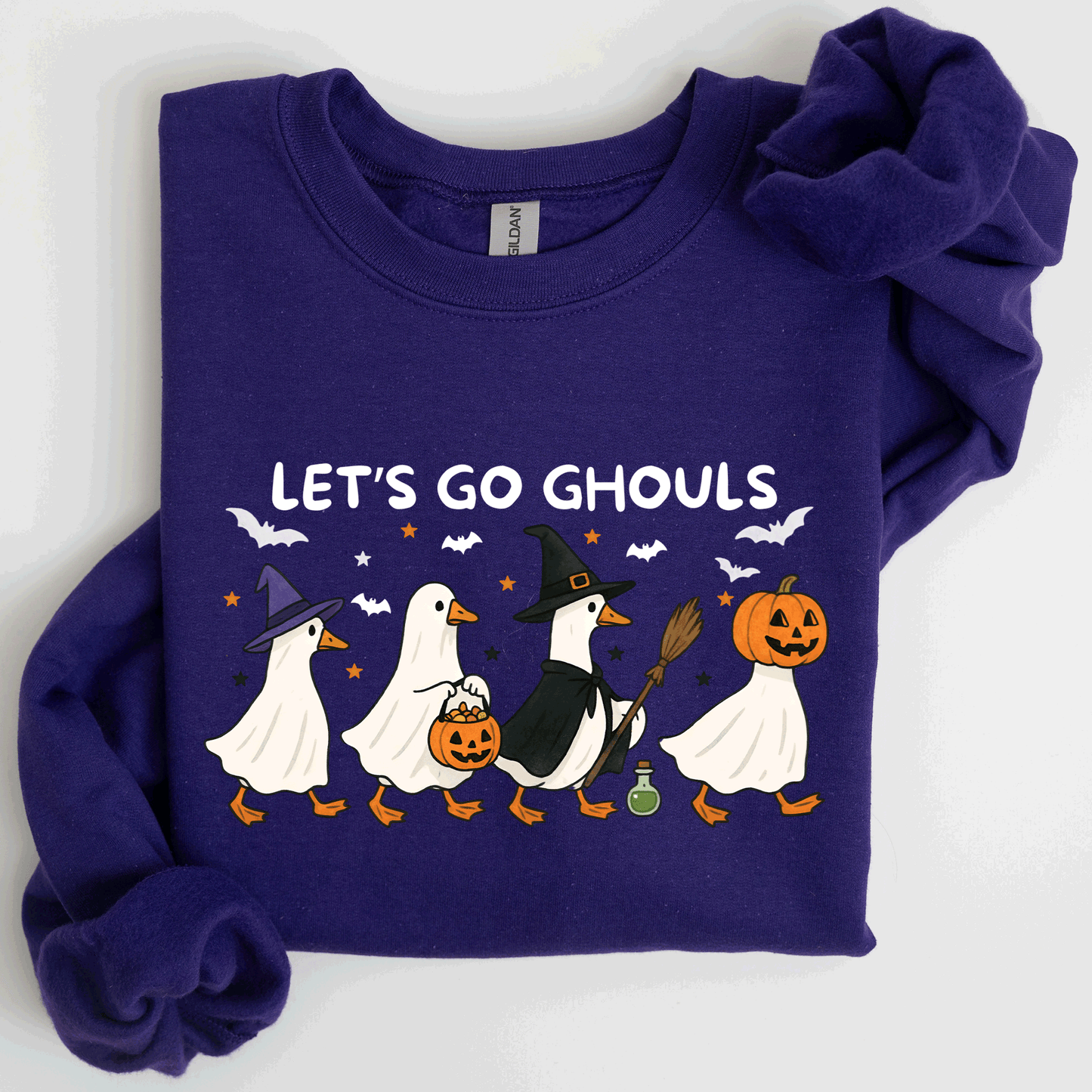 Let's Go Ghouls, Funny Geese, Goose, Halloween, Witch Sweatshirt