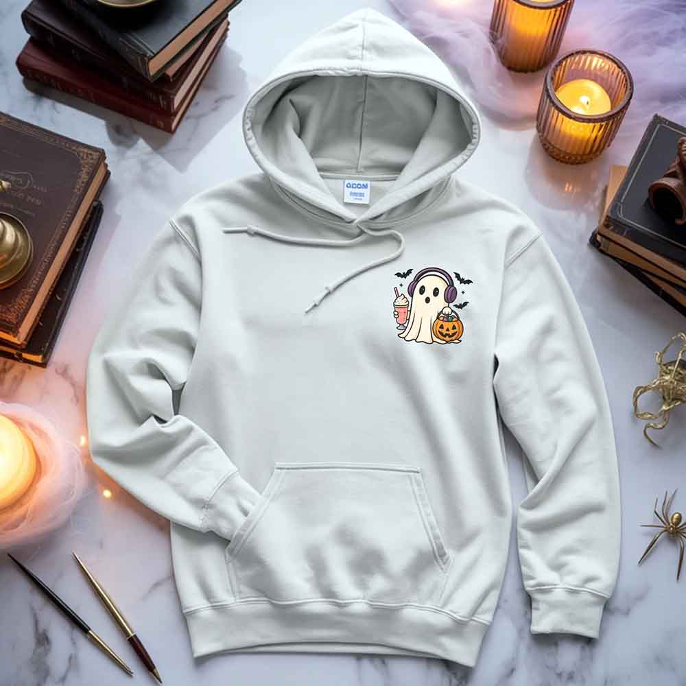 Little Ghost Iced Coffee Cute Halloween Ghost Hoodie