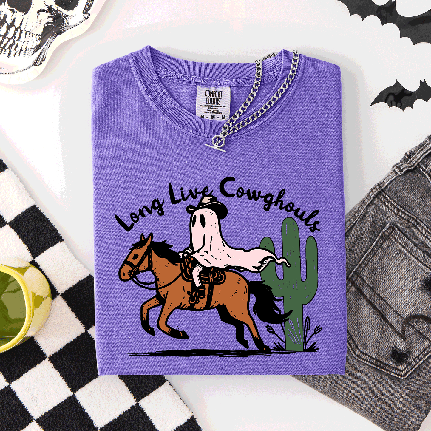 Long Live Cowghouls Cowgirls Halloween Comfort Colors T-Shirt Refinery Number One