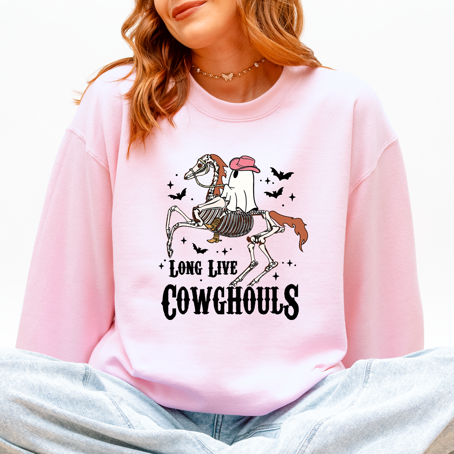 Long Live Cowghouls, Skeleton, Ghost, Horse, Halloween Sweatshirt