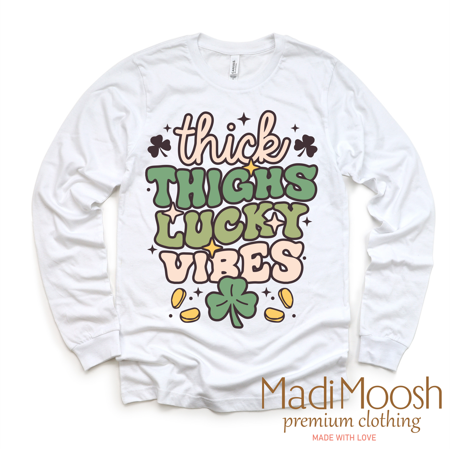 Thick Thighs Lucky Vibes St. Patrick's Day Shirt - St. Patrick's Day Tee