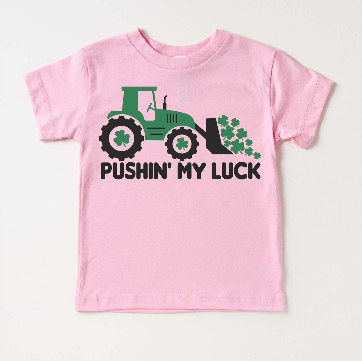 Pushing My Luck St. Patrick's Day Tractor Shirt - Kids Irish Tee