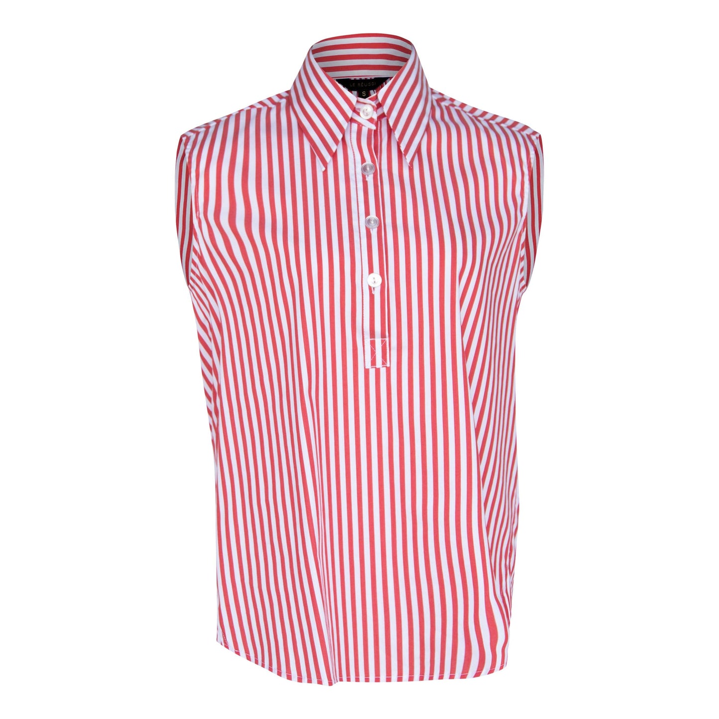Italian Cotton Stripe Red Sleeveless Top Women’s Chic Summer Top