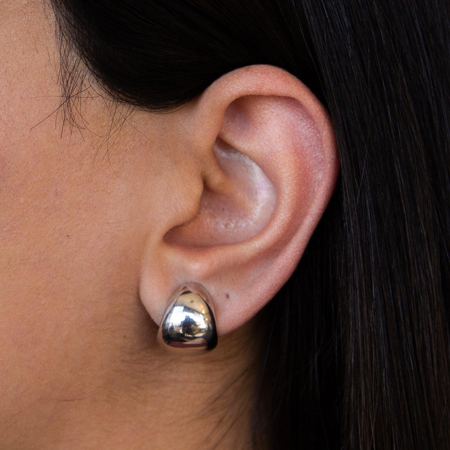 Silver Peanut-Shaped Earrings Italian Sterling Silver