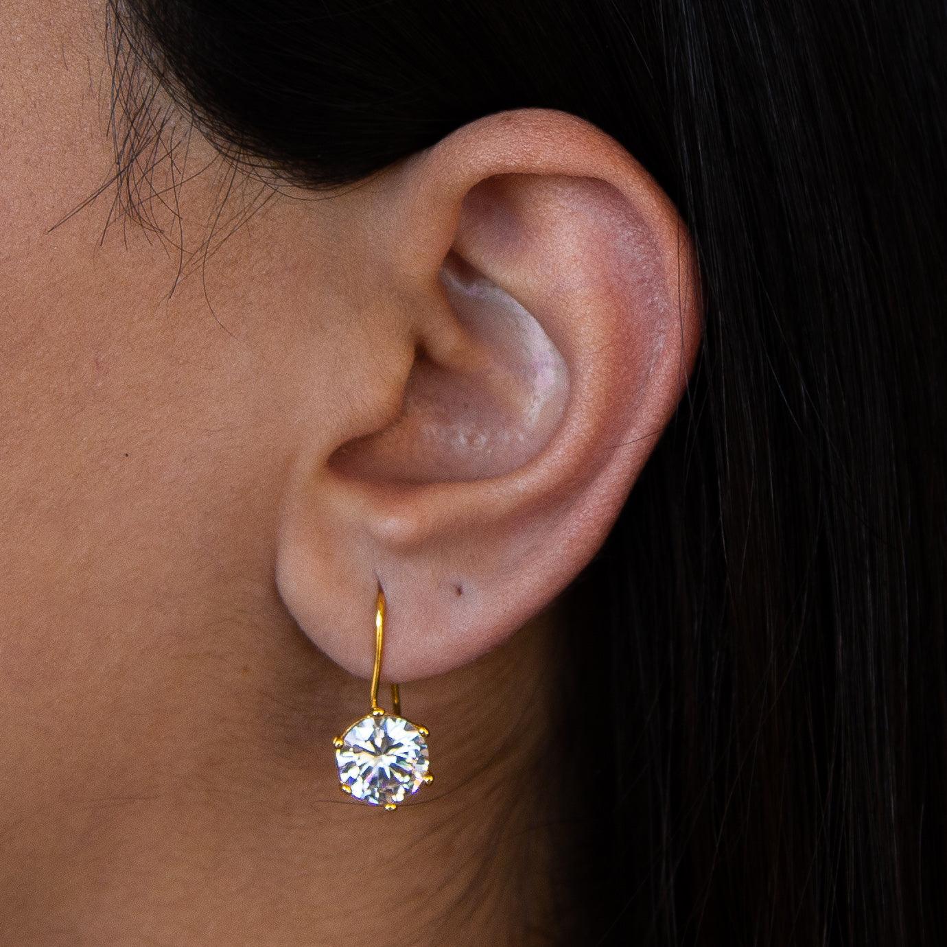 Elegant Golden Sparkle Gold-Plated Earrings Le Reussi(R)