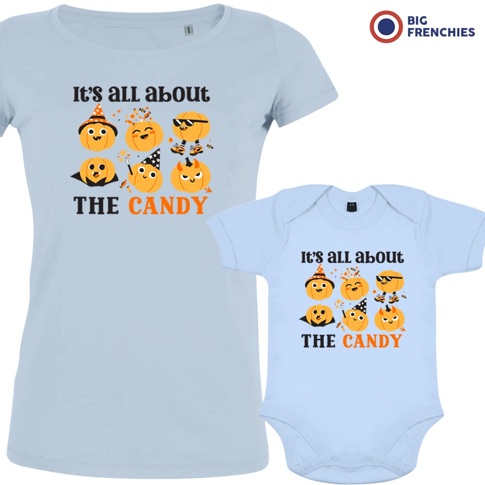 It's All About The Candy Halloween Mom and Baby Organic Cotton Family Set