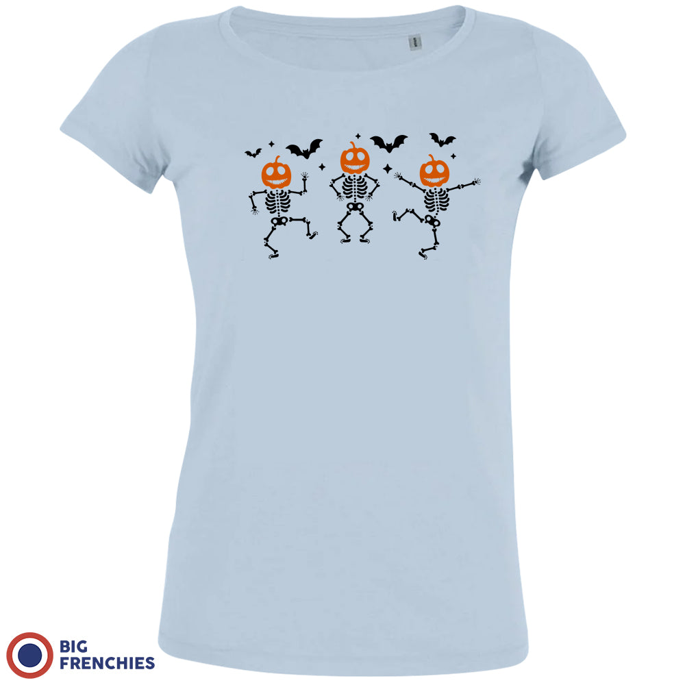 Pumpkin Skeleton Dance Organic Cotton Tee Women's Halloween Big Frenchies