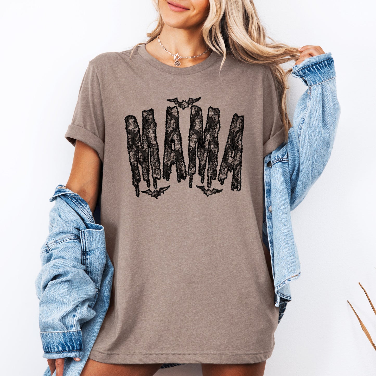 Mama, Faux Lace, Halloween, Coquette, Cute, Tshirt