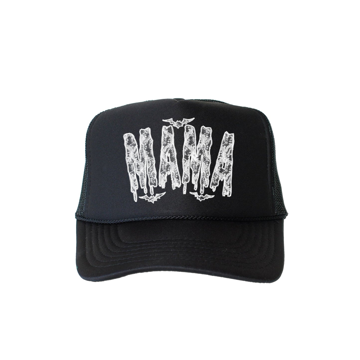 Mama, Halloween, Faux Lace, Halloween, Black Snapback Trucker Hat