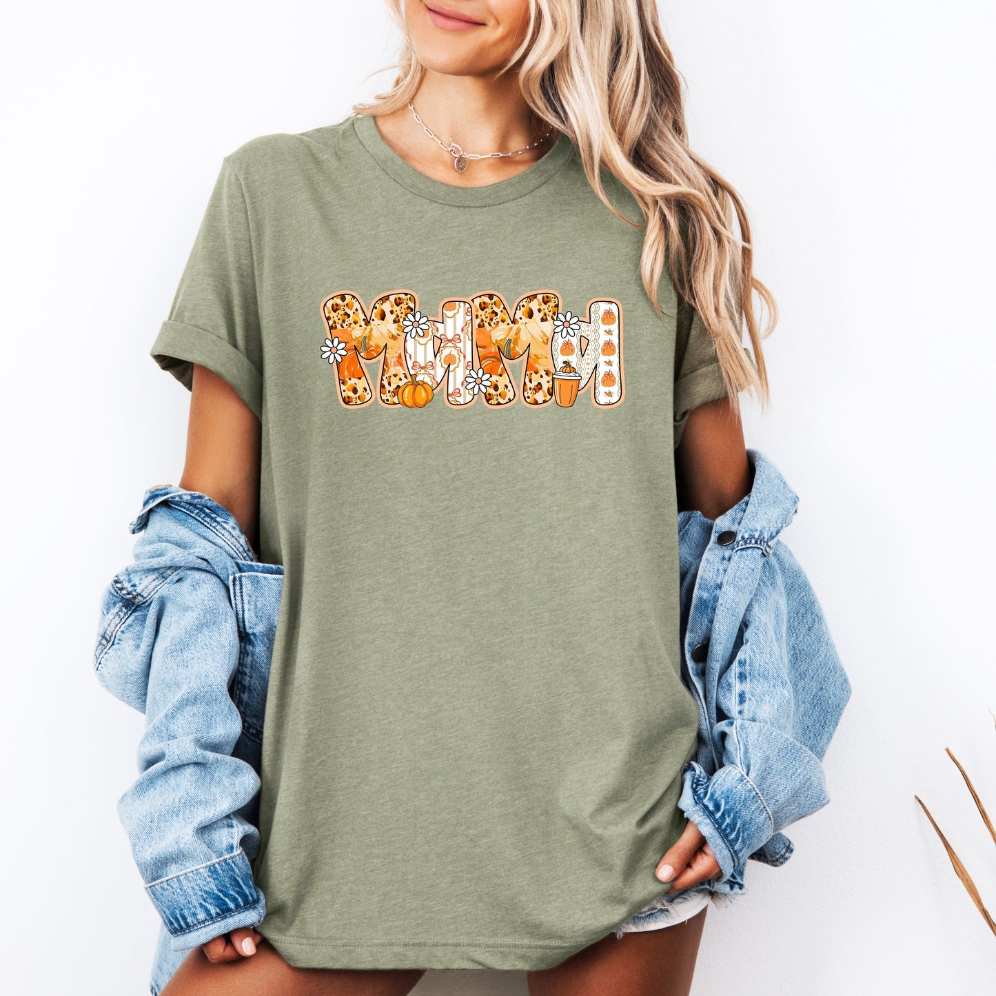 Mama, Pumpkin Pattern, Halloween, Autumn, Fall, Tshirt