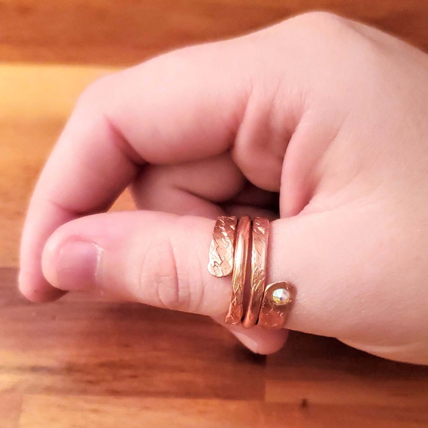 Copper Crystal Embedded Wrap Ring Stackable Brides Mag Alexa Martha