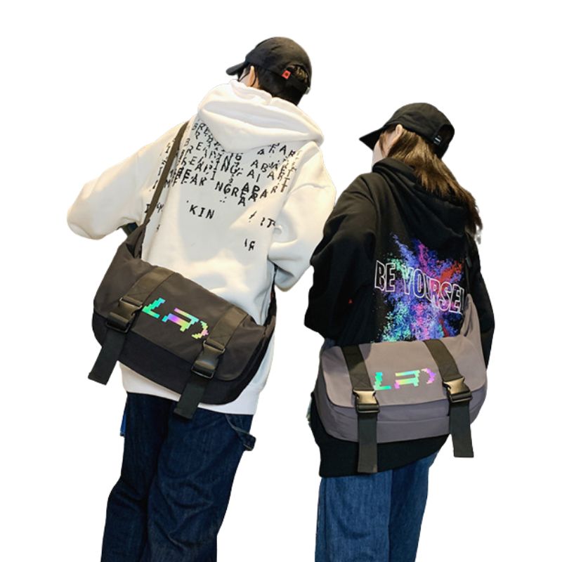 Medium Reflective Nylon Messenger Bag