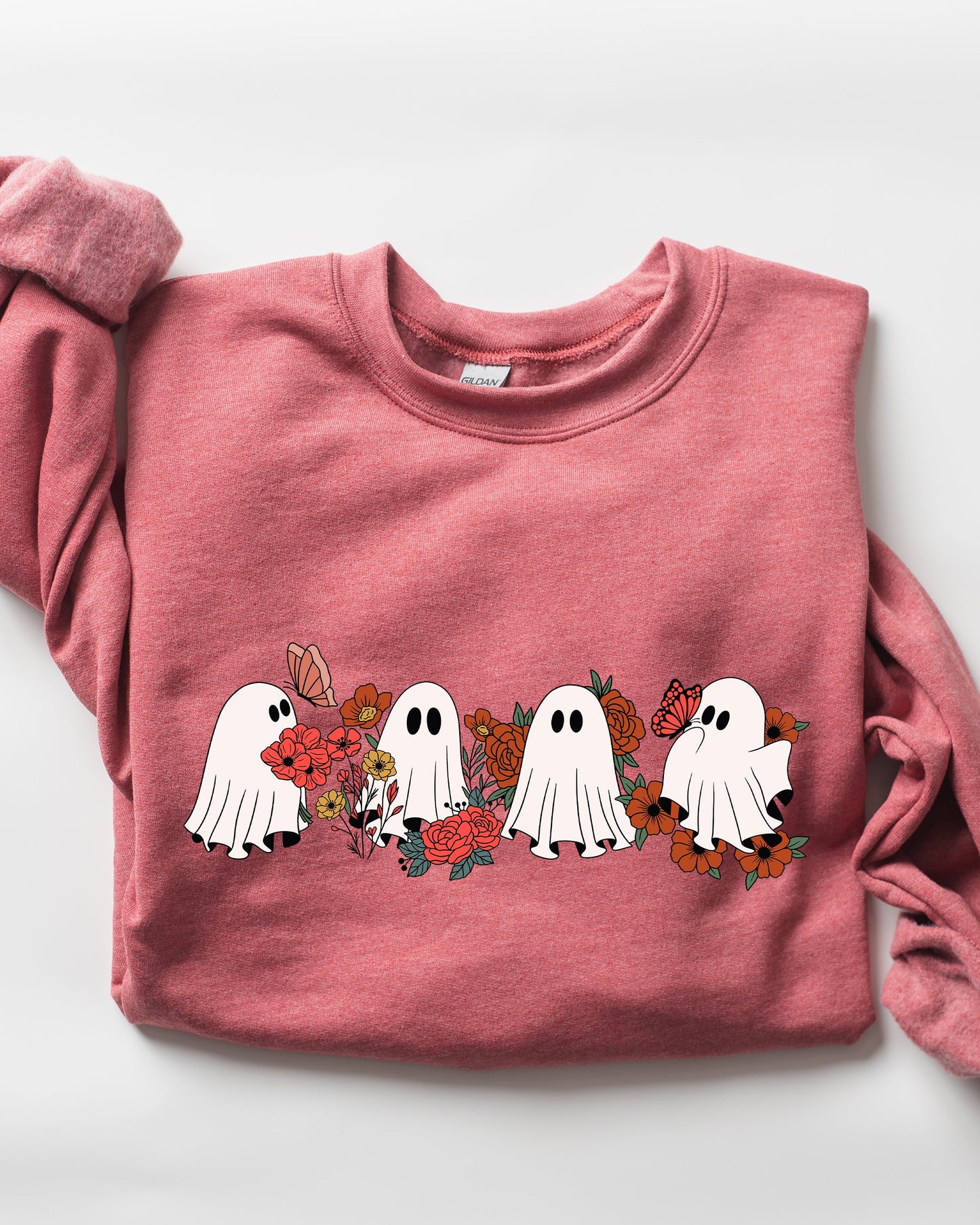 Mini Halloween Ghosts Cute Floral Autumn Fall Sweatshirt