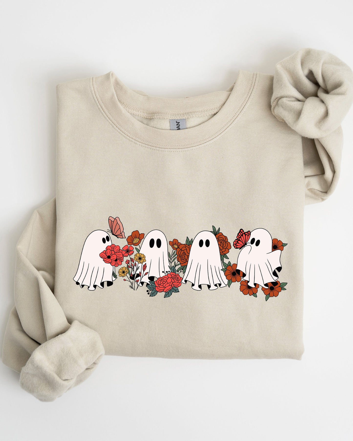 Mini Halloween Ghosts, Cute, Floral, Flowers, Autumn, Fall Sweatshirt