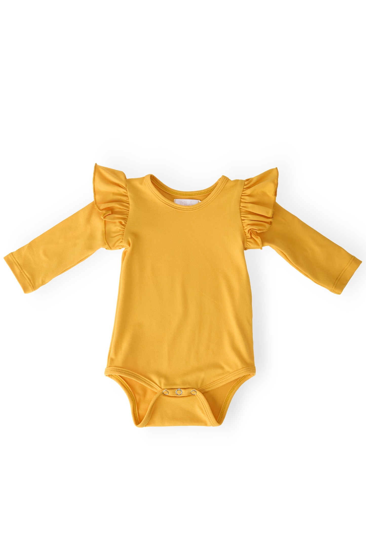 Mustard Long Sleeve Flutter Bodysuit Mila & Rose