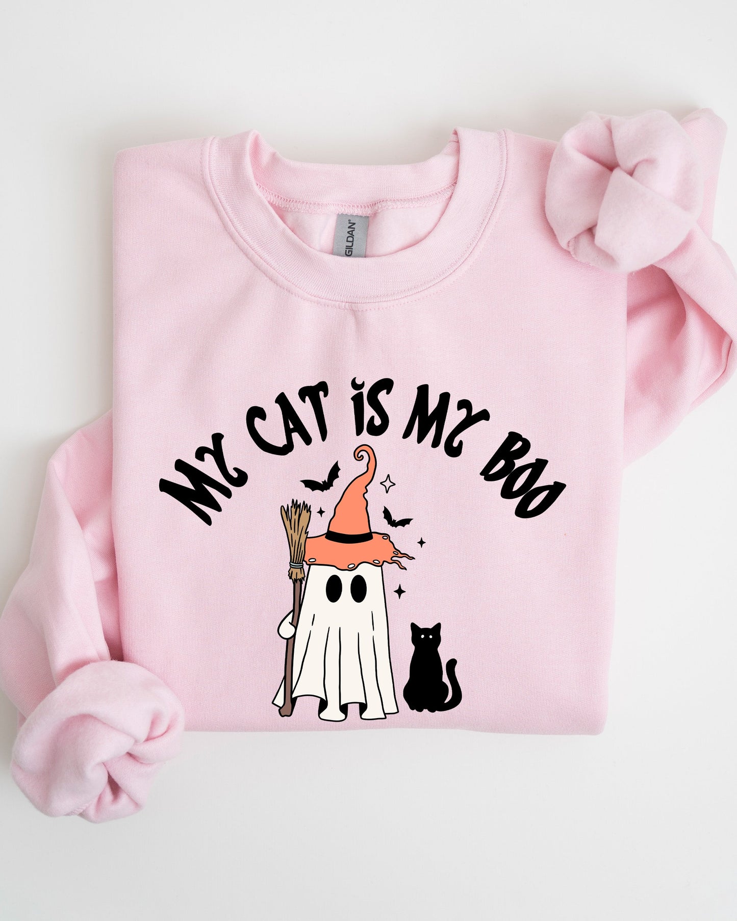 My Cat Is My Boo, Halloween, Ghost, Cute, Witch, Trick Or Treat, Bats Sweatshirt