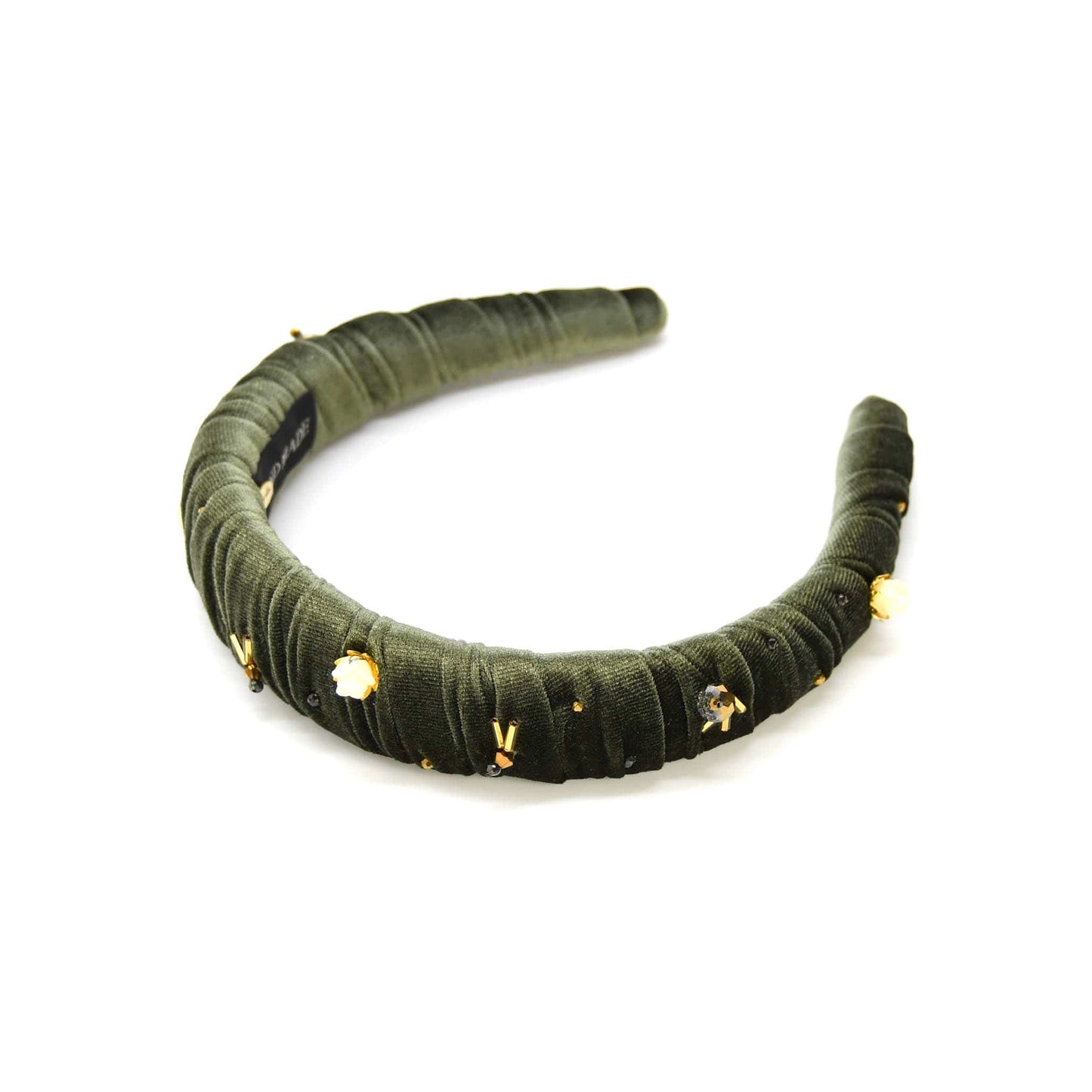 Myrtle Headband Olive Green Velvet with Crystals ADIBA